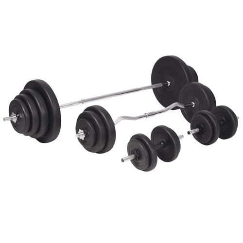 Træningsbænk med vægtstativ, vægtstang- og håndvægtsæt 120 kg