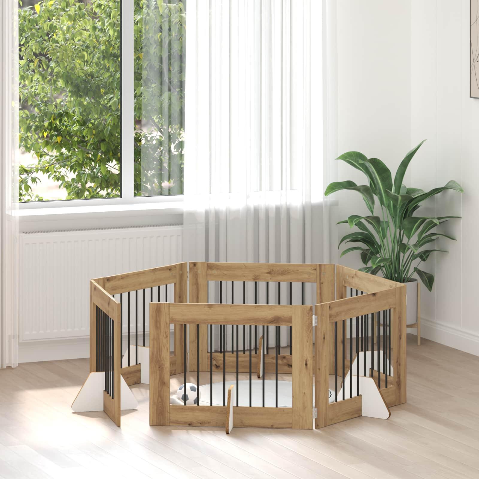 Hundehegn med stativer 6 stk Artisan-eg 80 x 60 cm