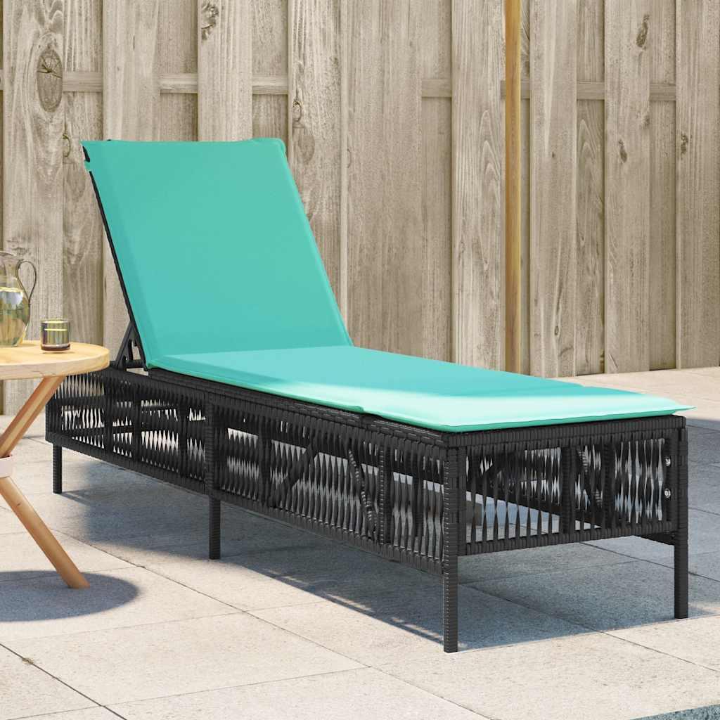 Liggestol med hynde sort polyrattan