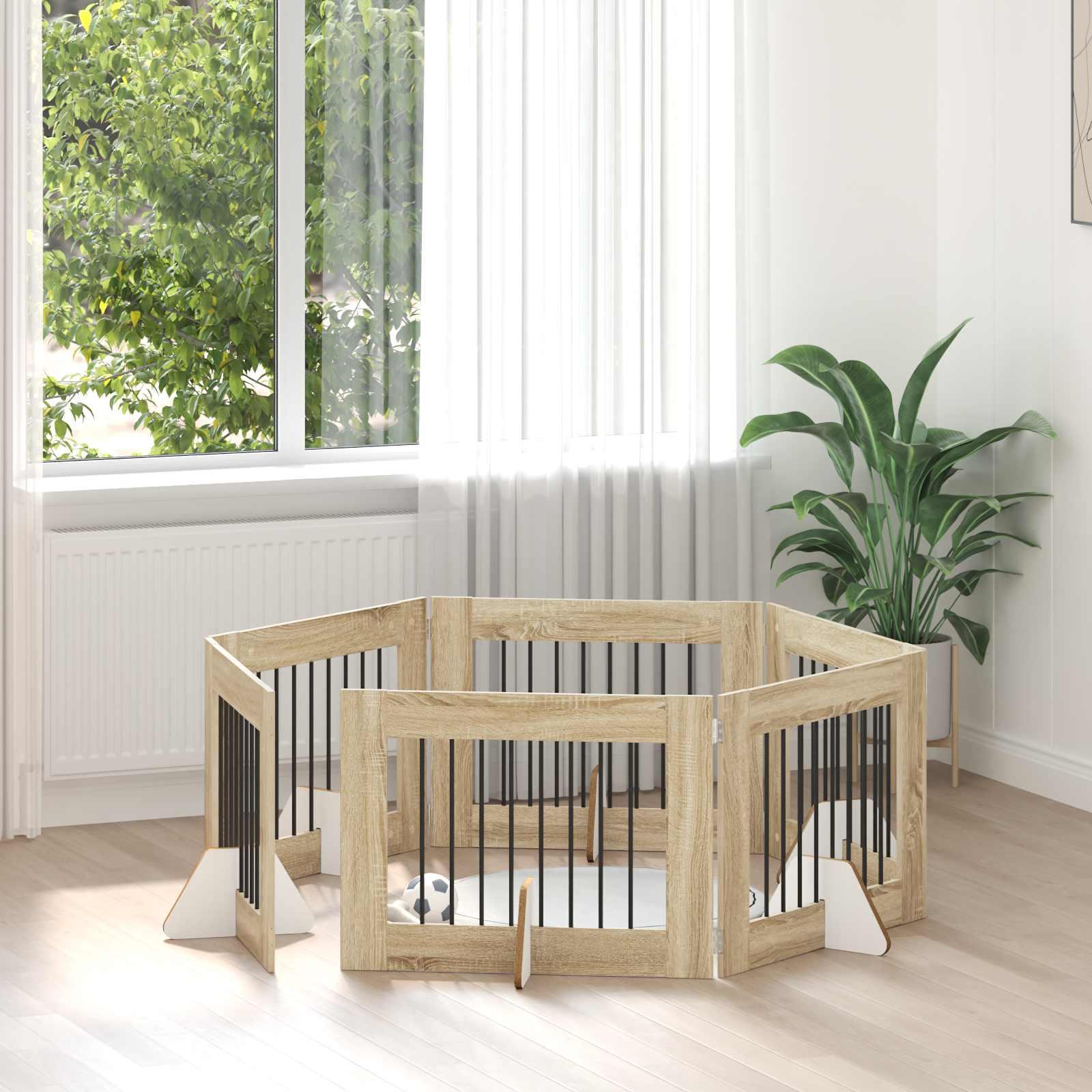 Hundehegn med stativer 6 stk Sonoma-eg 80 x 60 cm