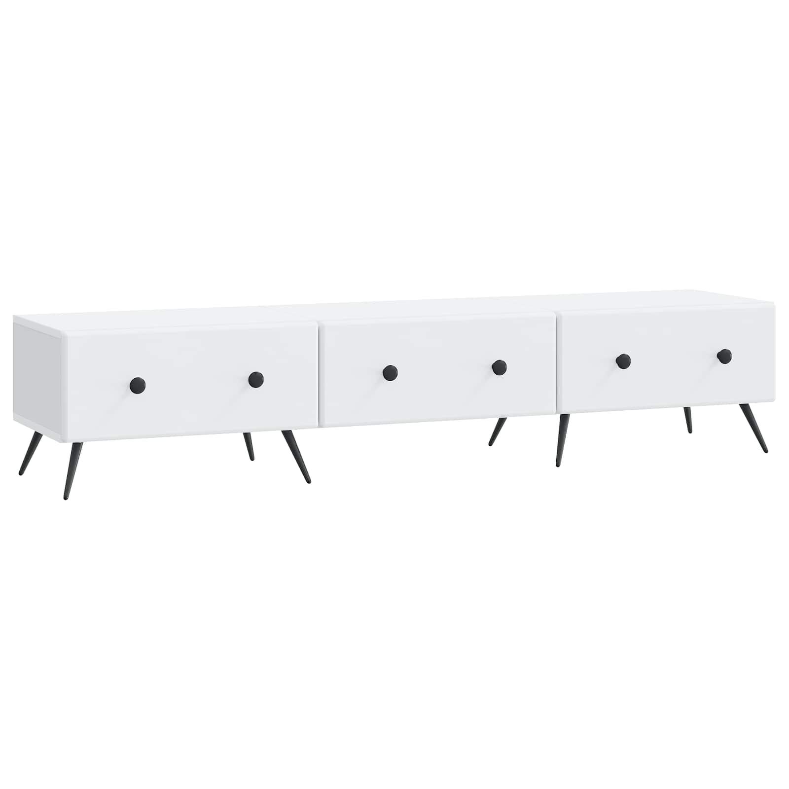 TV-skab med skuffe Hvid 147 x 34,5 x 30 cm Konstrueret træ