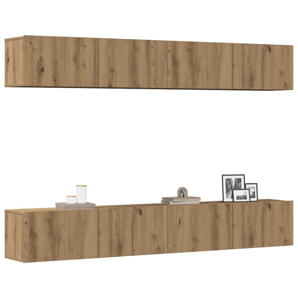 Vægmonteret TV-skabssæt med 4 dele, kunsteg, 100x30x30 cm