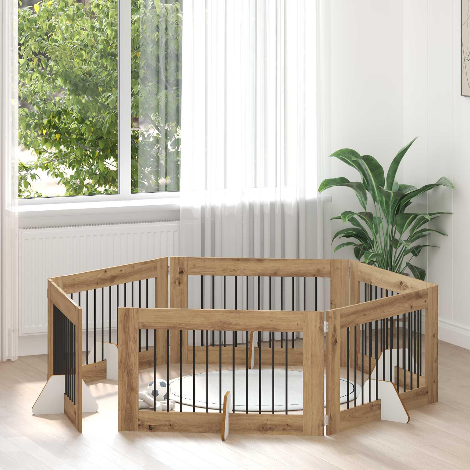 Hundehegn med stativer 6 stk Artisan-eg 100 x 60 cm