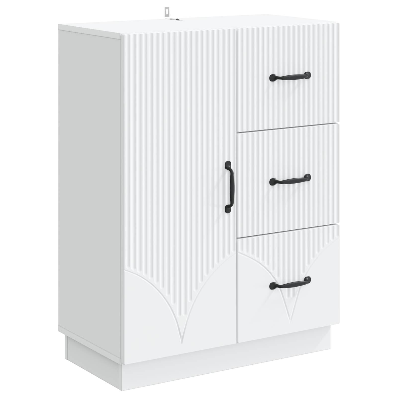 Sidebord med skuffe Hvid 66 x 34,5 x 87 cm Konstrueret træ