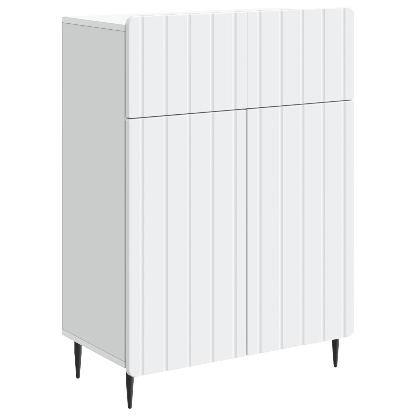 Sidebord med skuffe Hvid 66 x 34,5 x 92 cm Konstrueret træ