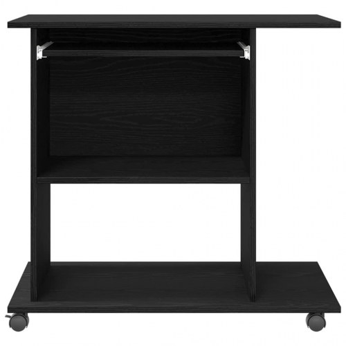 Computerbord på hjul - sort egetræ, 80×50×75 cm, konstrueret træ