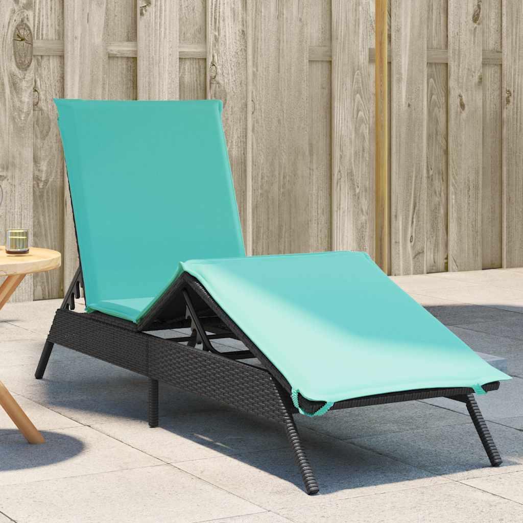 Liggestol med hynde sort polyrattan