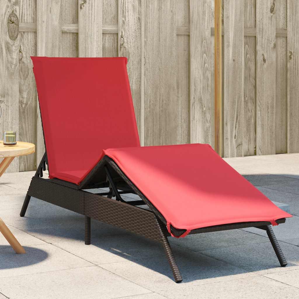 Liggestol med hynde brun polyrattan