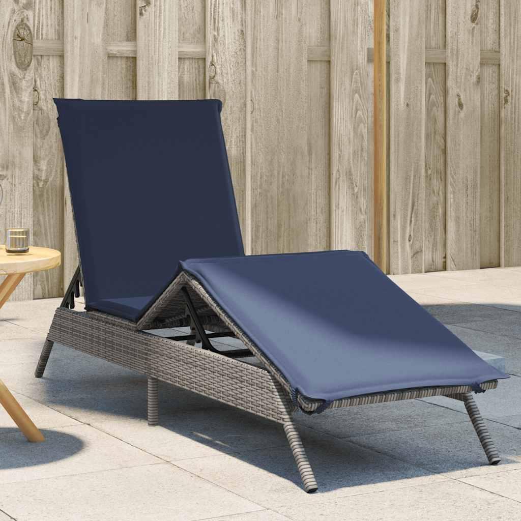 Liggestol med hynde grå polyrattan
