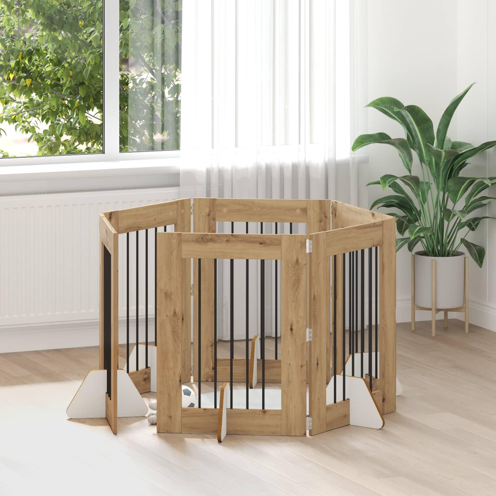 Hundehegn med stativer 6 stk Artisan-eg 60 x 80 cm