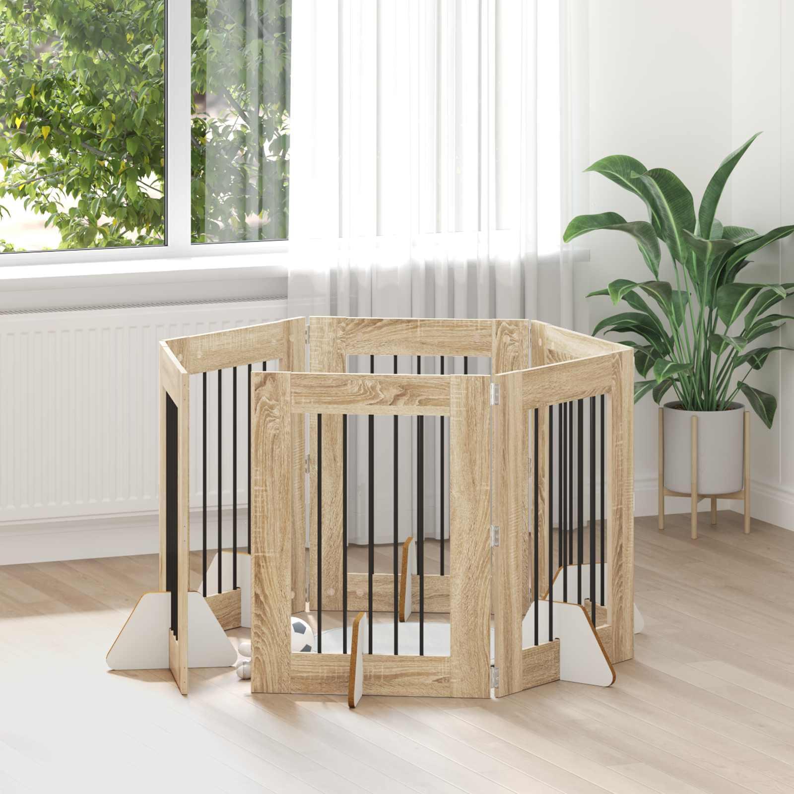 Hundehegn med stativer 6 stk Sonoma-eg 60 x 80 cm