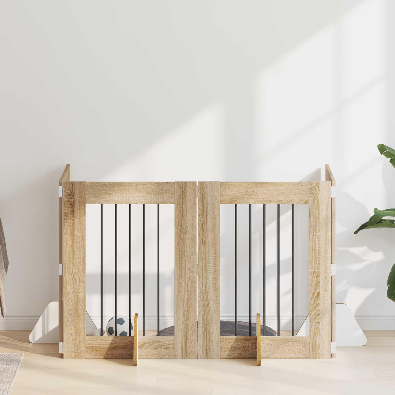 Hundehegn med stativer 4 stk Sonoma-eg 60 x 80 cm