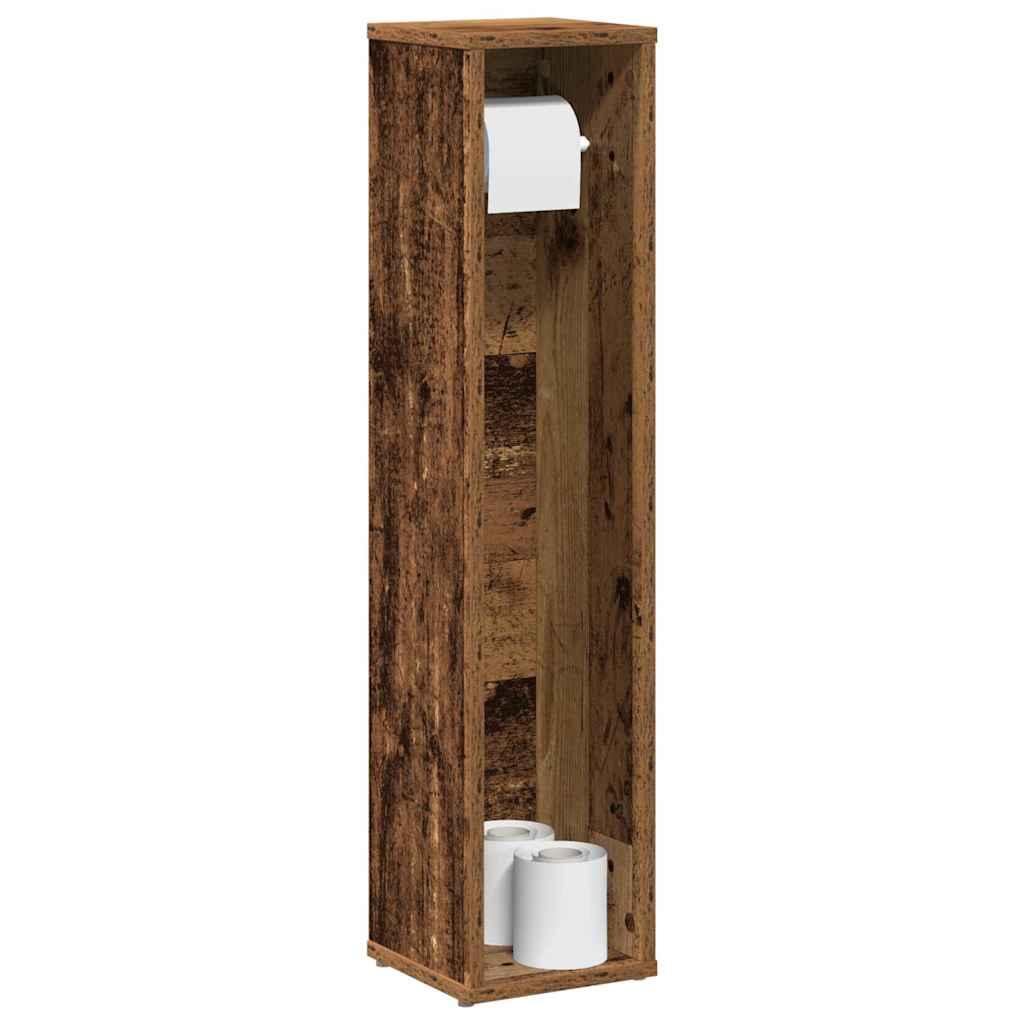 Badeværelsesskab med rulleholder gammelt træ 20,5x20x90 cm