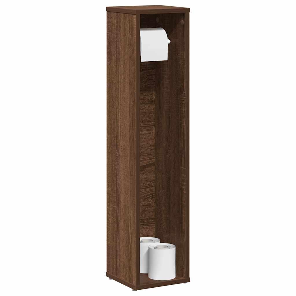 Badeværelsesskab med rulleholder brun eg 20,5x20x90 cm