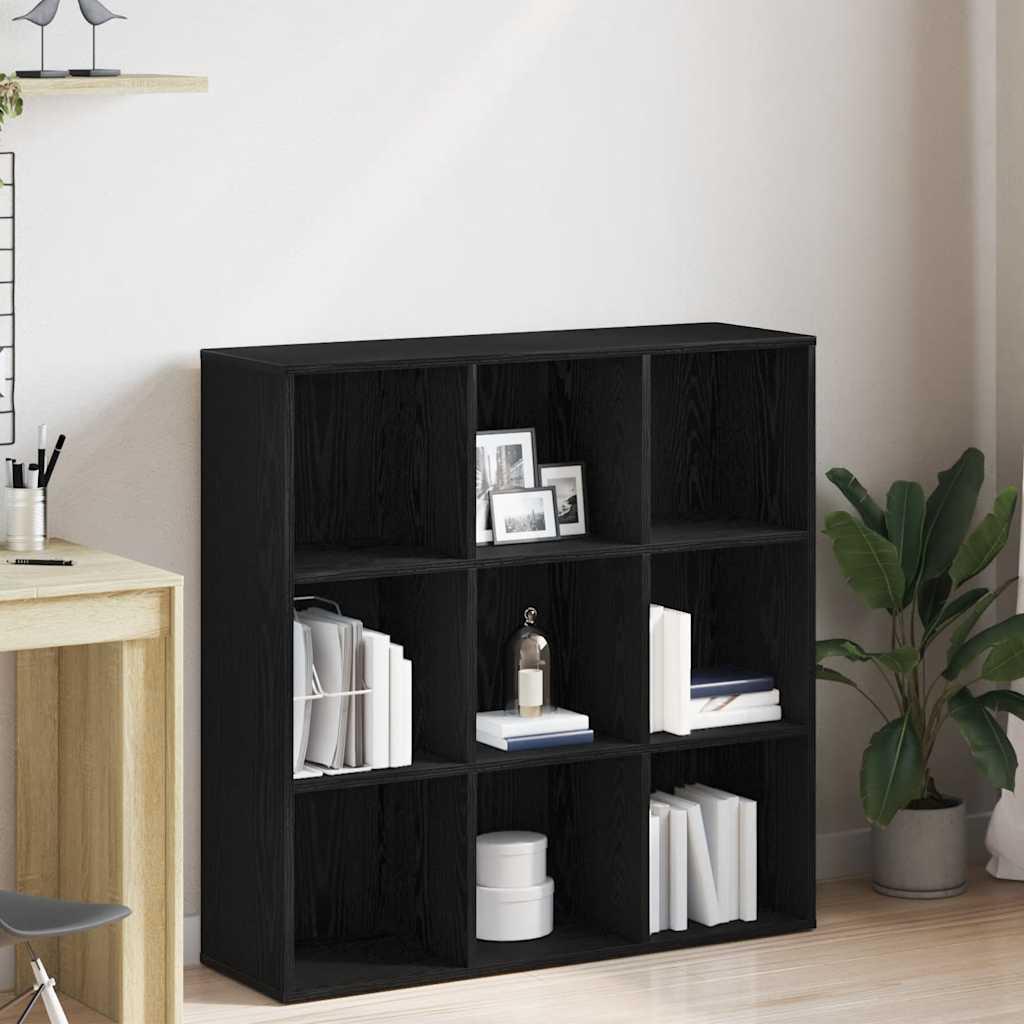 Bogskab sort egetræ 98x29x97,5 cm konstrueret træ