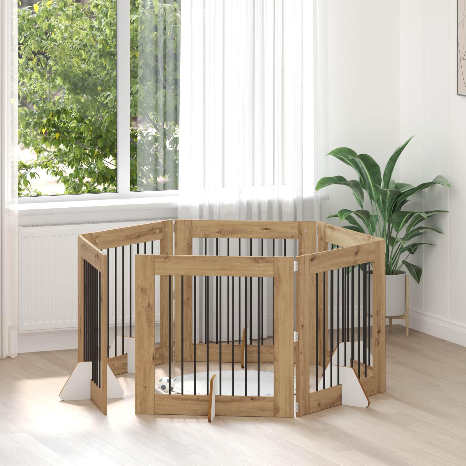 Hundehegn med stativer 6 stk Artisan-eg 80 x 80 cm