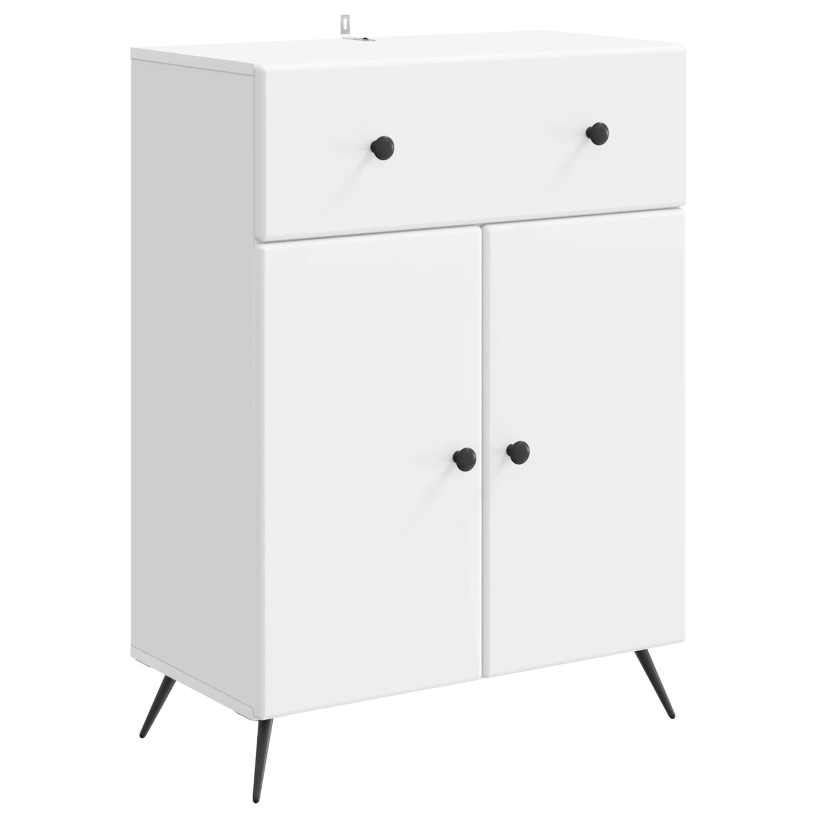 Sidebord med skuffe Hvid 66 x 34,5 x 90 cm Konstrueret træ