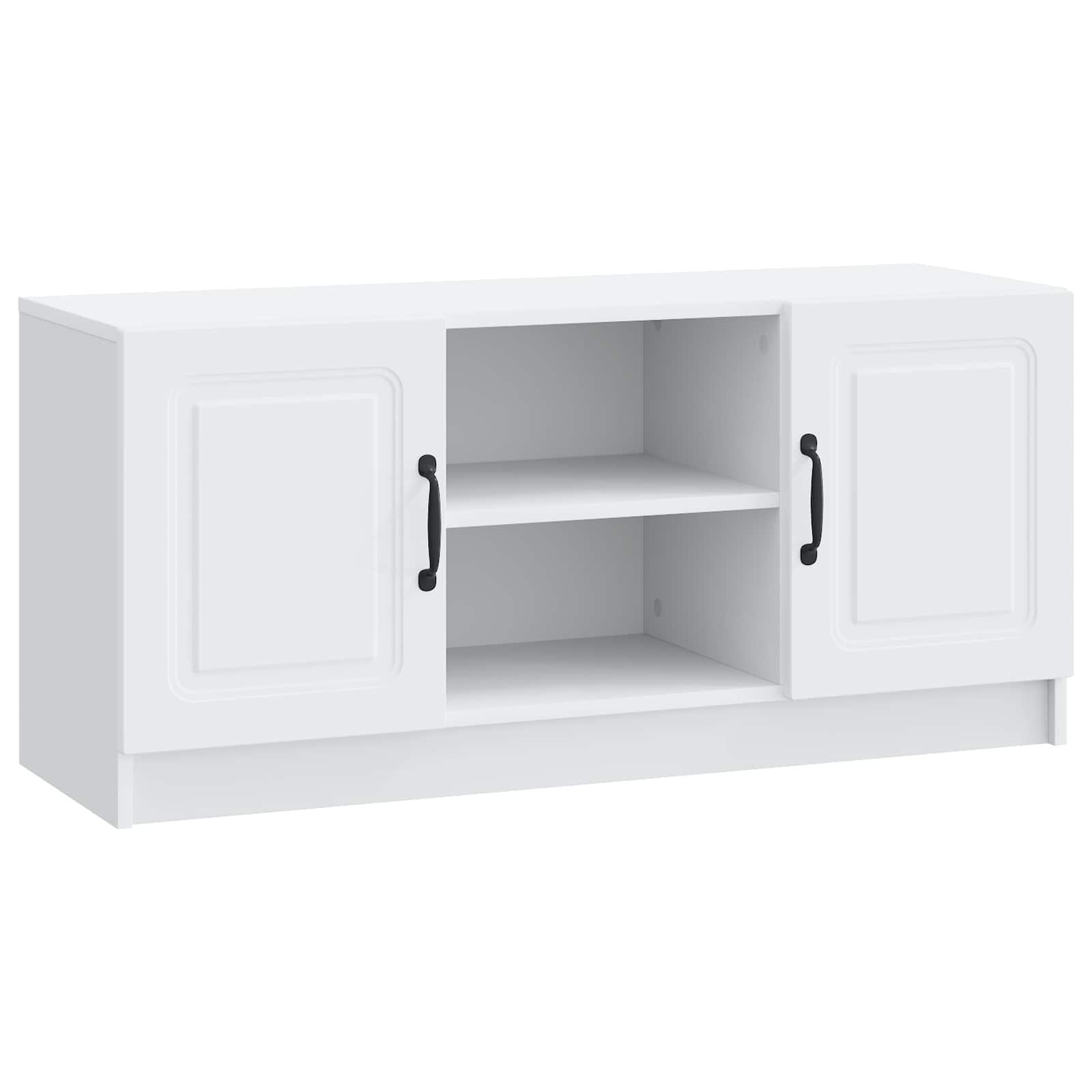TV-bord i hvidt konstrueret træ - 102 × 34,5 × 47 cm med svingdøre