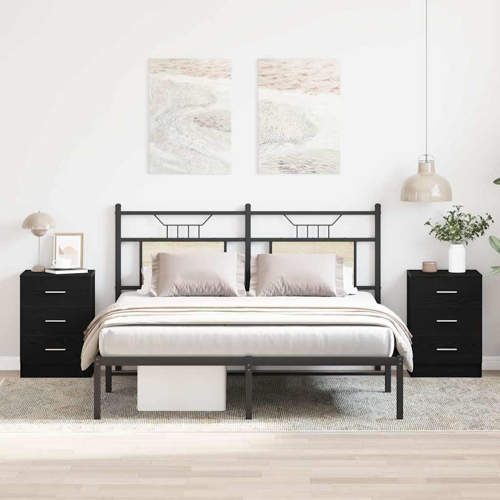 Sengeborde 2 stk. sort eg 38x35x55 cm konstrueret træ