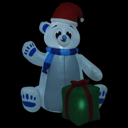Oppustelig isbjørn m. LED-lys 2,4 m juledekoration inde/ude