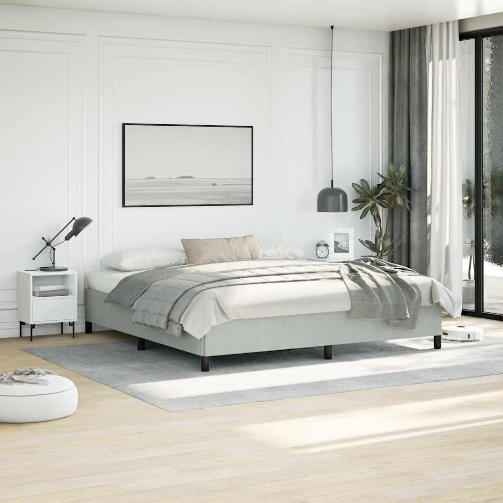 Sengestel uden madras lysegrå 193x203 cm kingsize velour