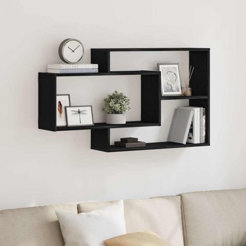 Vægreol - sort egetræ look 104 × 20 × 58,5 cm, konstrueret træ
