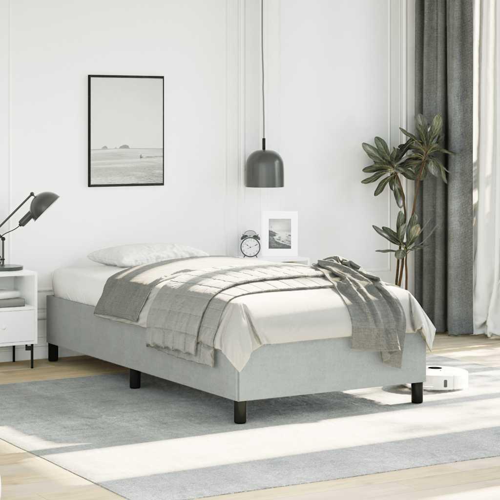 Sengestel uden madras lysegrå 100x203 cm Twin XL fløjl