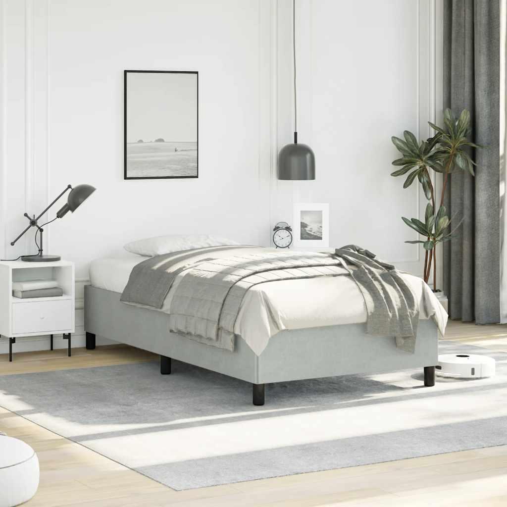 Sengestel uden madras lysegrå 100x190 cm dobbelt fløjl