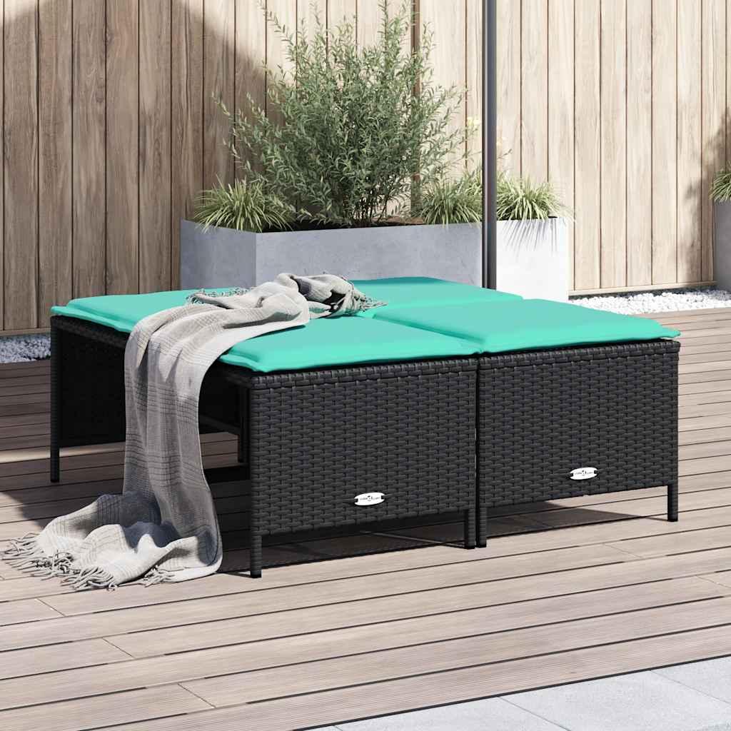 Haveskamler med hynder 4 stk. sort polyrattan