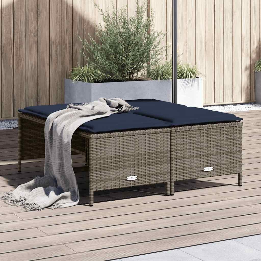 Haveskamler med hynder 4 stk. grå polyrattan