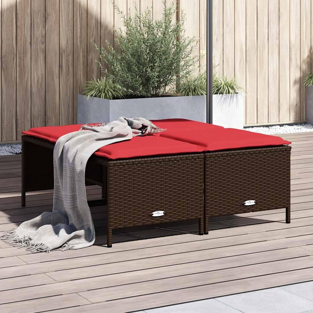 Haveskamler med hynder 4 stk. brun polyrattan