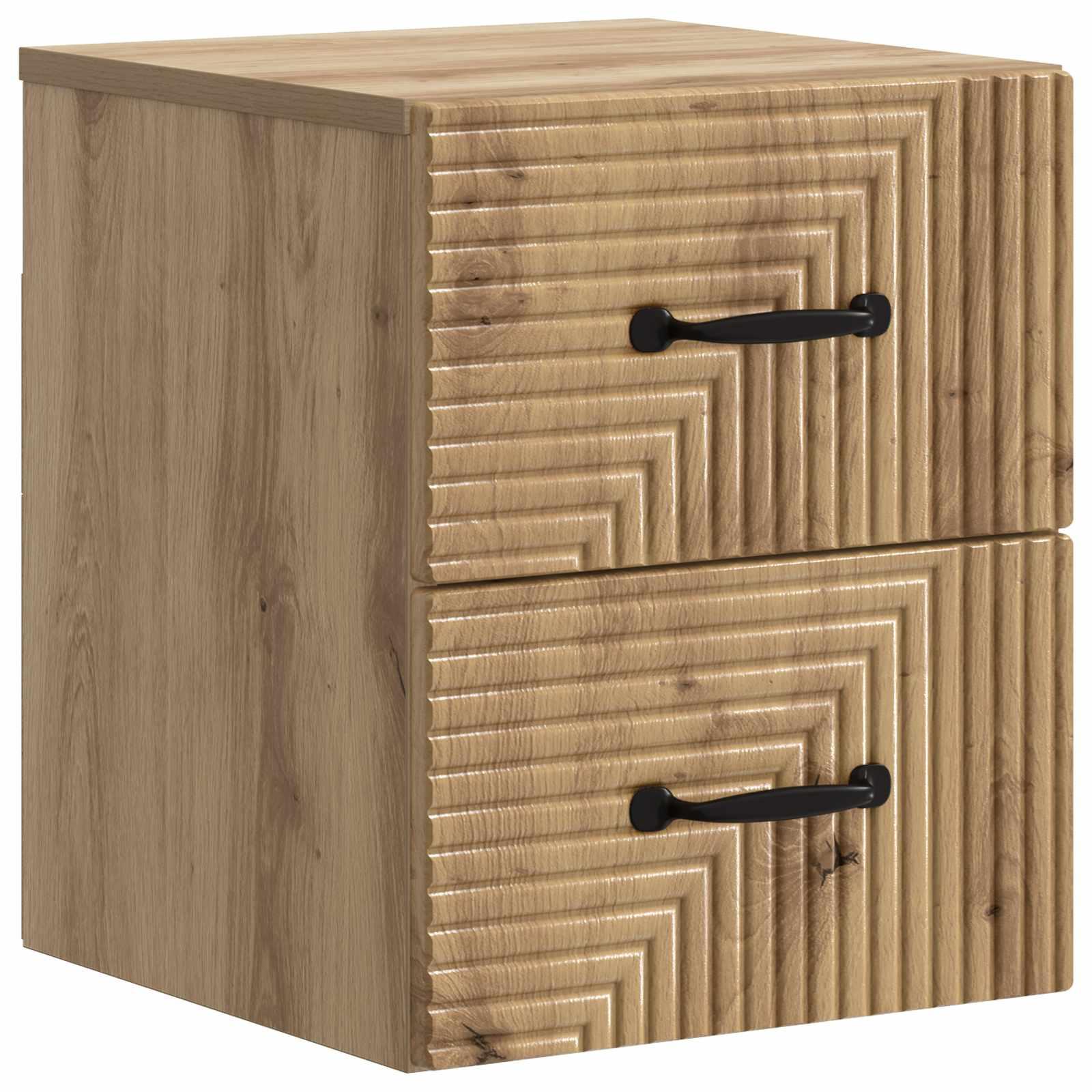 Væghængt natbord i artisan-eg 34,5 × 33 × 40 cm - konstrueret træ, 2 skuffer