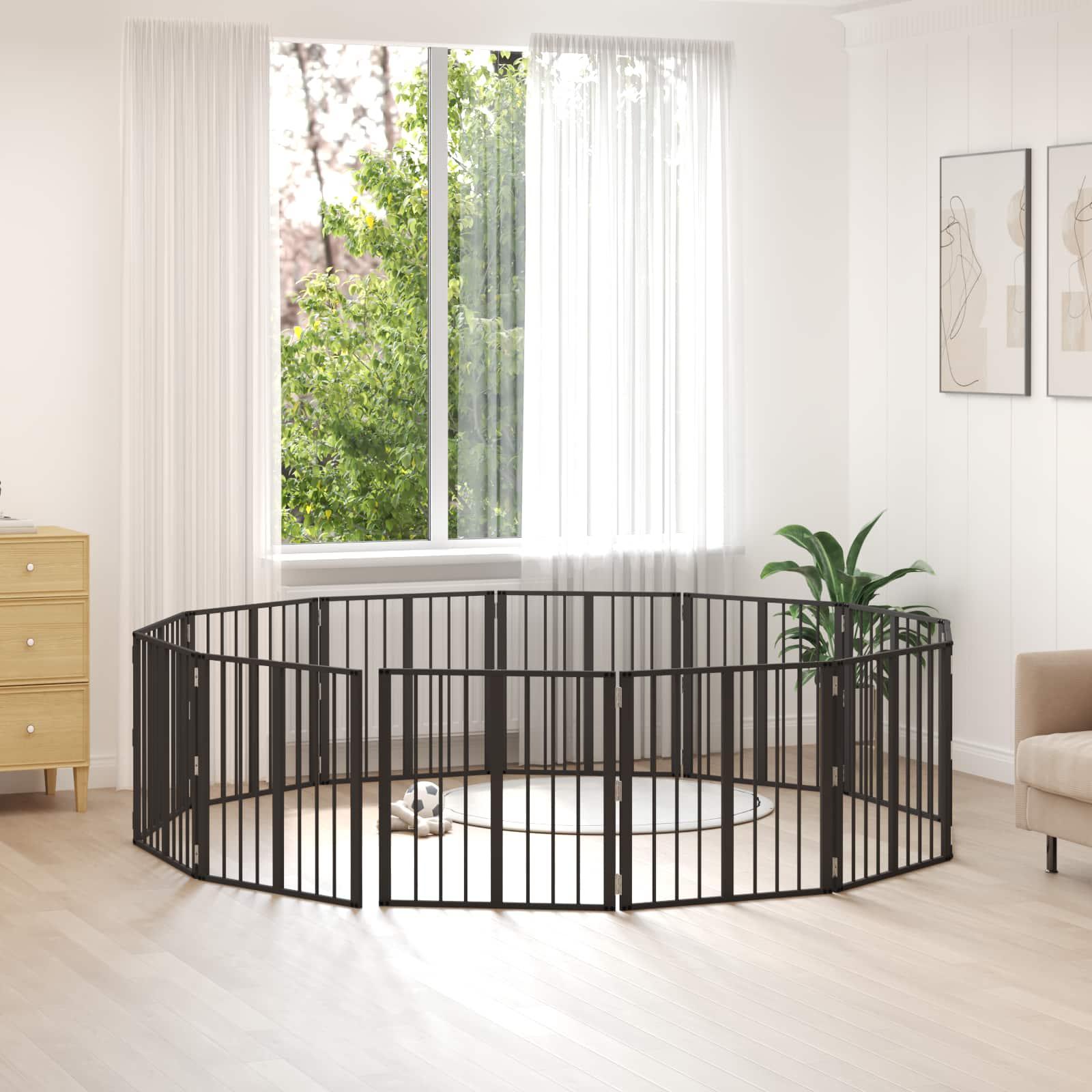 Hundedør 12 stk Sort 60 x 60 cm Galvaniseret stål