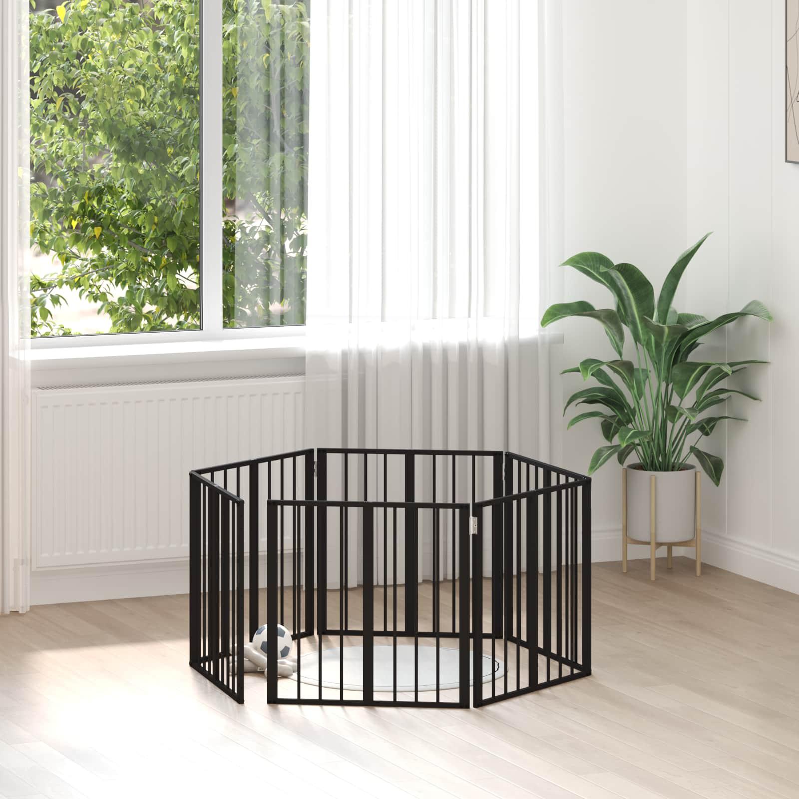 Hundedør 6 stk Sort 60 x 60 cm Galvaniseret stål