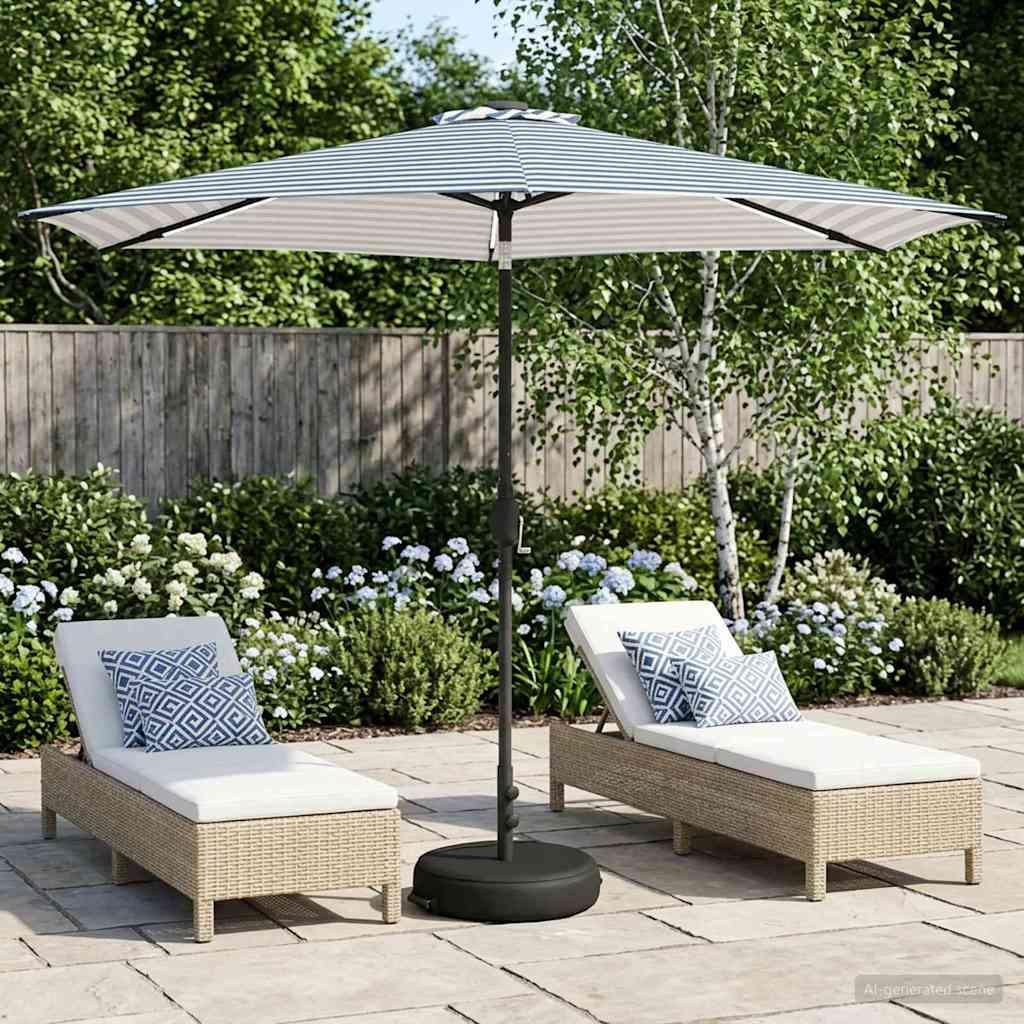 Have Parasol med LED Lygter 300 x 300 cm Polyester Blå og Hvid