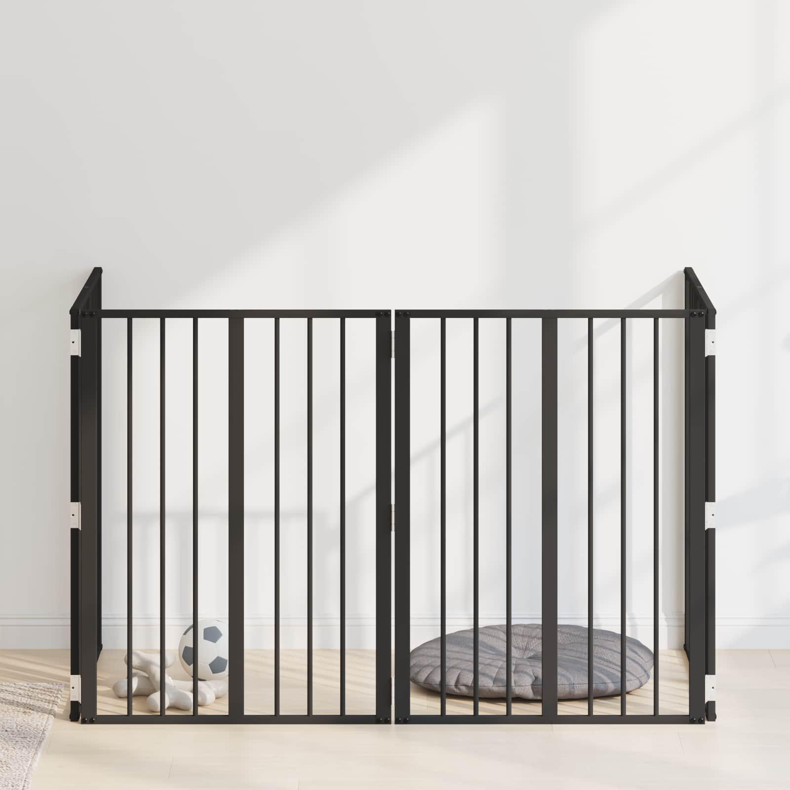 Hundedør 4 stk Sort 60 x 80 cm Galvaniseret stål