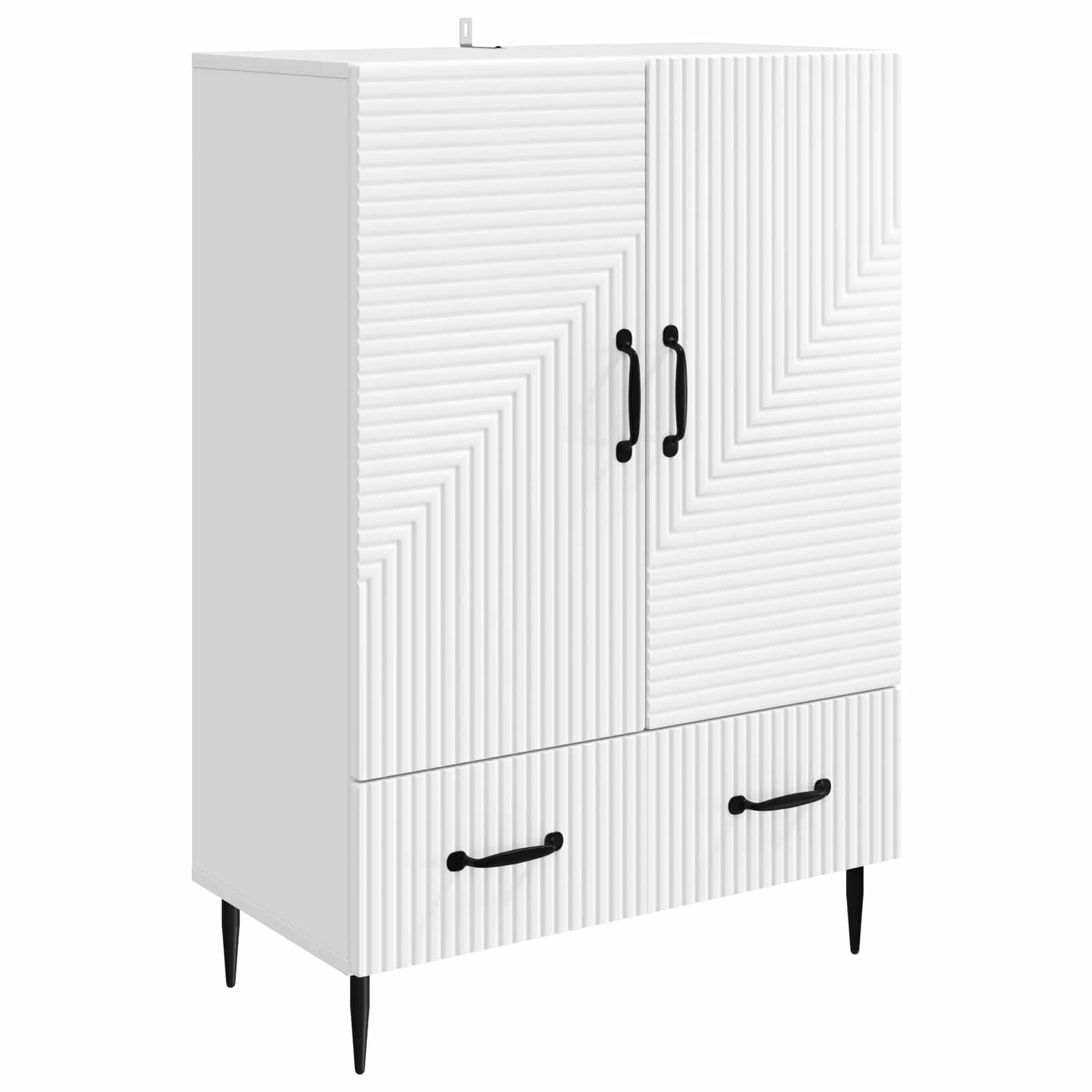 Sidebord med skuffe Hvid 66 x 34,5 x 95 cm Konstrueret træ