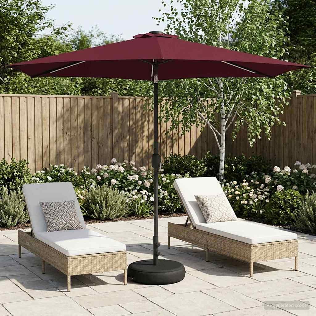 Have Parasol med LED Lygter 300 x 300 cm Polyester Bordeaux Rød