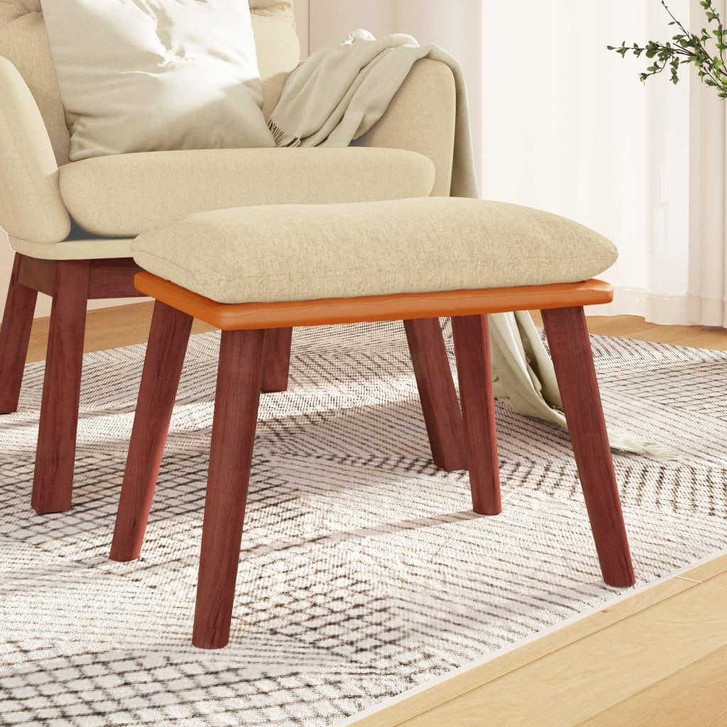 vidaXL fodskammel 45x29,5x35 cm stof og kunstlæder cremefarvet