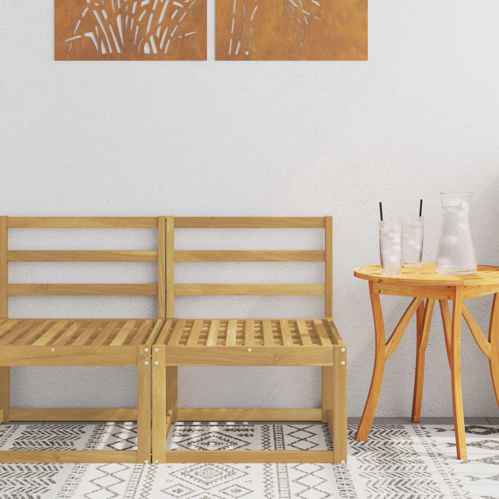 Udendørs mellemsofa i massivt akacietræ - hvid, 59 × 63 × 73 cm
