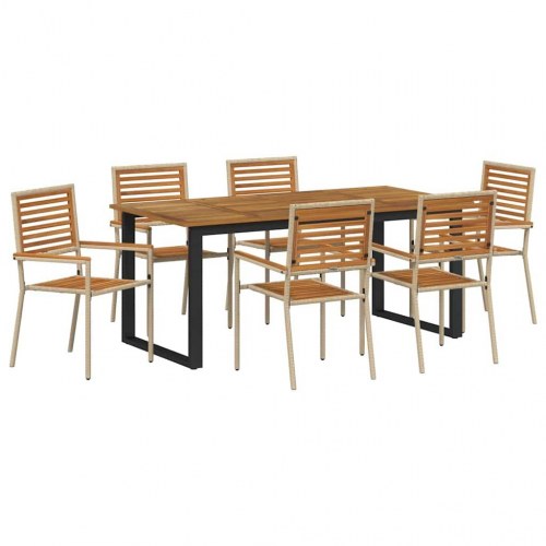 Have Spisebordssæt 7 stk Beige Massivt Akacietræ