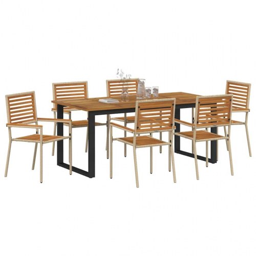 Have Spisebordssæt 7 stk Beige Massivt Akacietræ