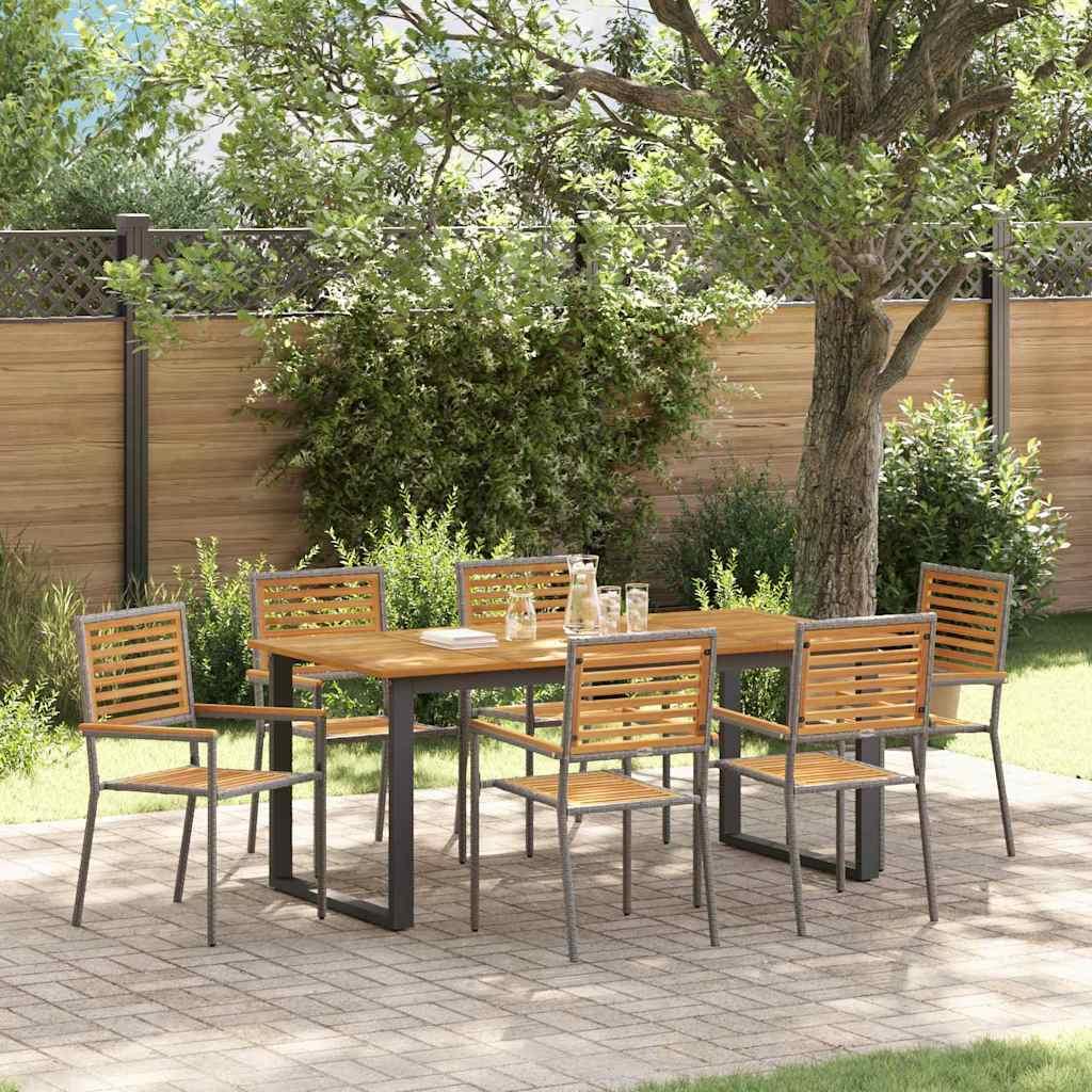 Have spisebordssæt 7 dele - grå - massivt akacietræ