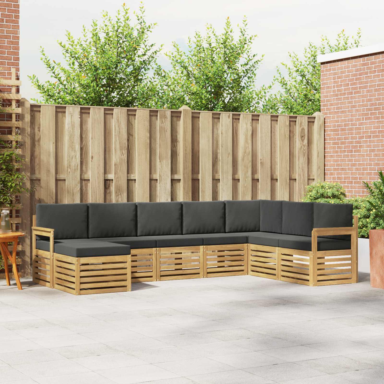 Udendørs sofagruppe 8 stk Hvid og antracit 306 x 187,5 x 73 cm