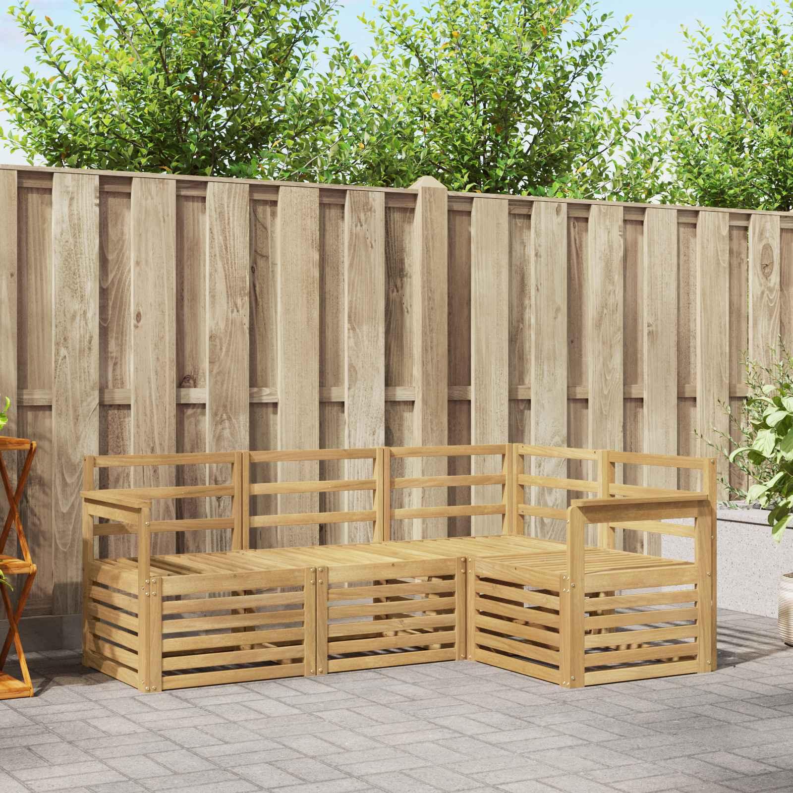 Sofasæt til terrasse - 4 dele, hvid, 187,5 × 128,5 × 73 cm i massivt akacietræ