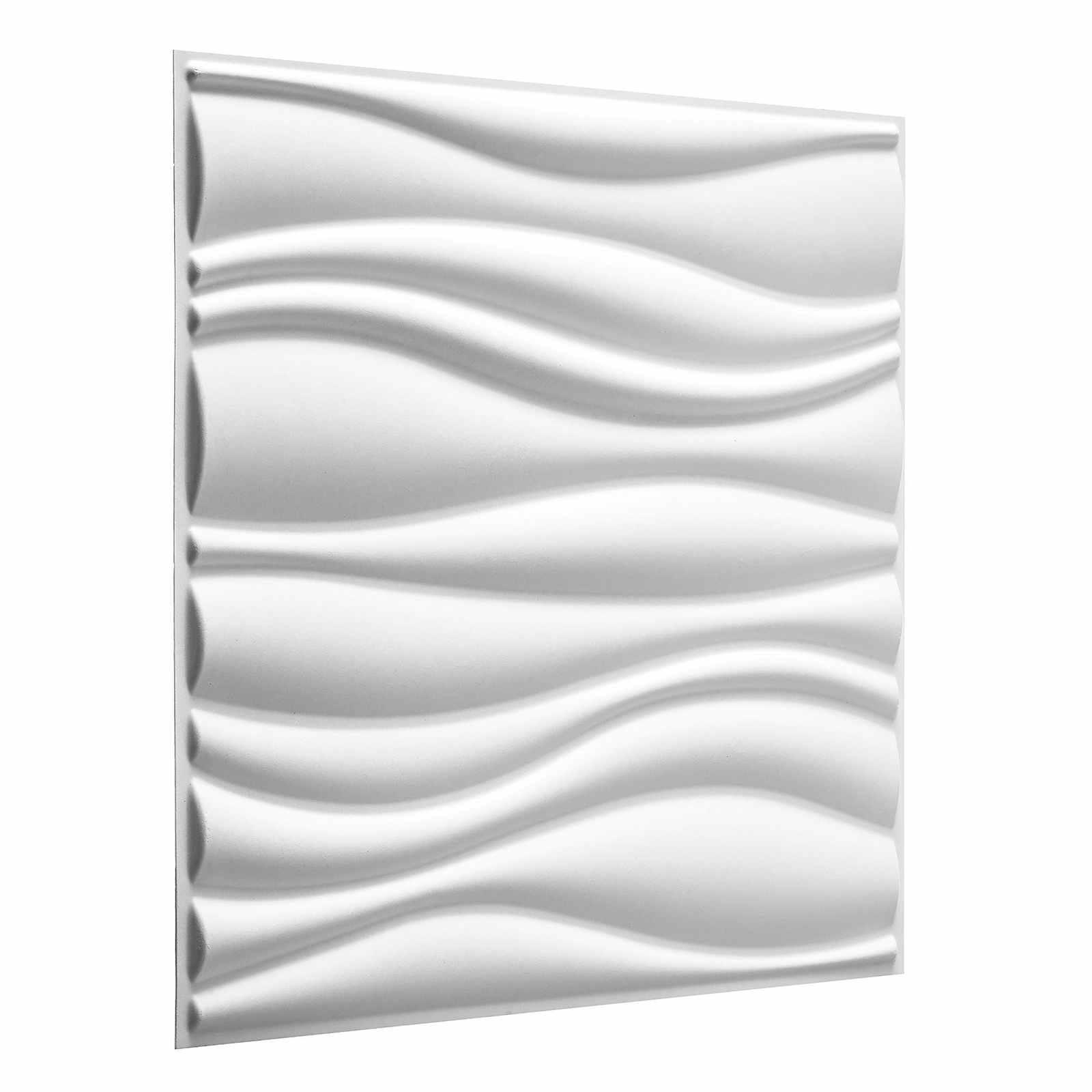 Vægpaneler 12 stk Hvid 50 x 50 cm Formet naturlig plantefiber
