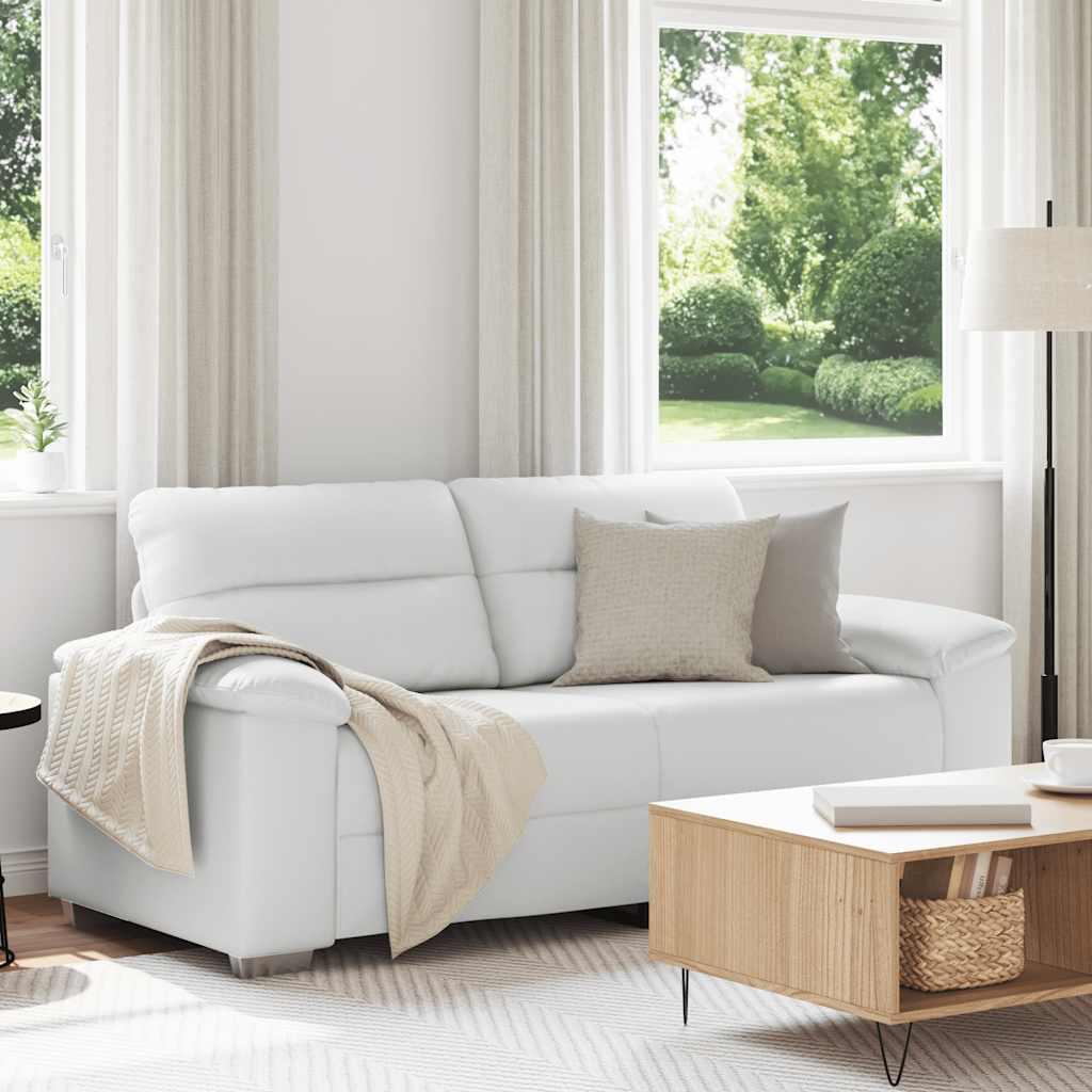 2-personers sofa i hvidt kunstlæder - 180×81×84 cm