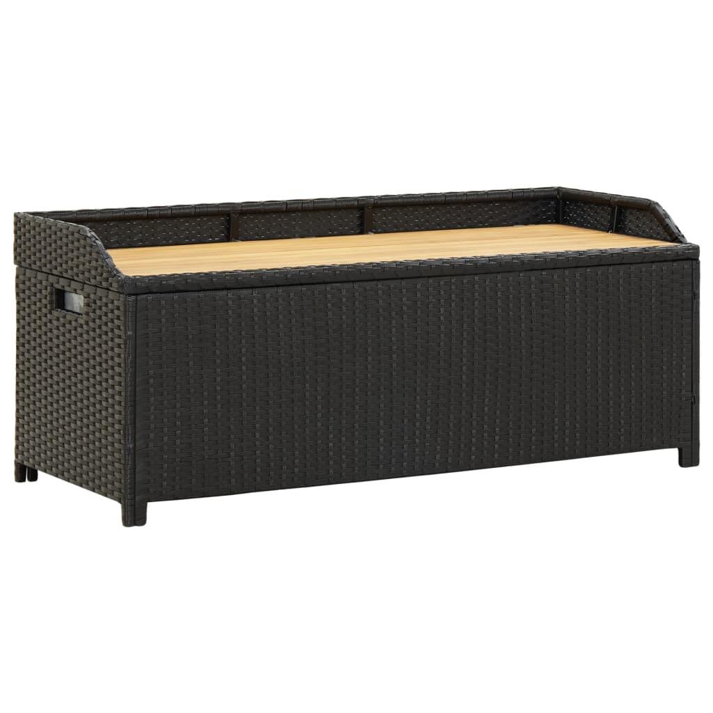 Havebænk Med Opbevaring 120 Cm Polyrattan - Sort / 120 x 50 x 50 cm