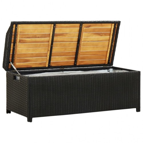 Havebænk med opbevaring 120 cm polyrattan sort (OUTLET A)