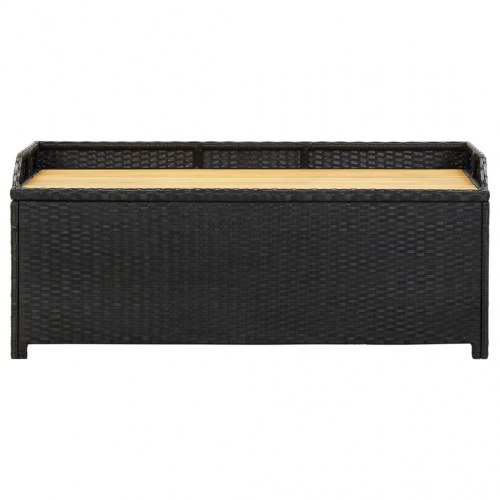Havebænk med opbevaring 120 cm polyrattan sort (OUTLET A)
